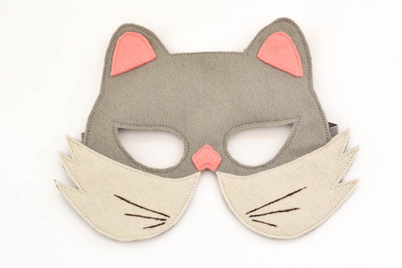 Grey Cat Mask Kids Mask Kitty Costume Accessory Kids Etsy