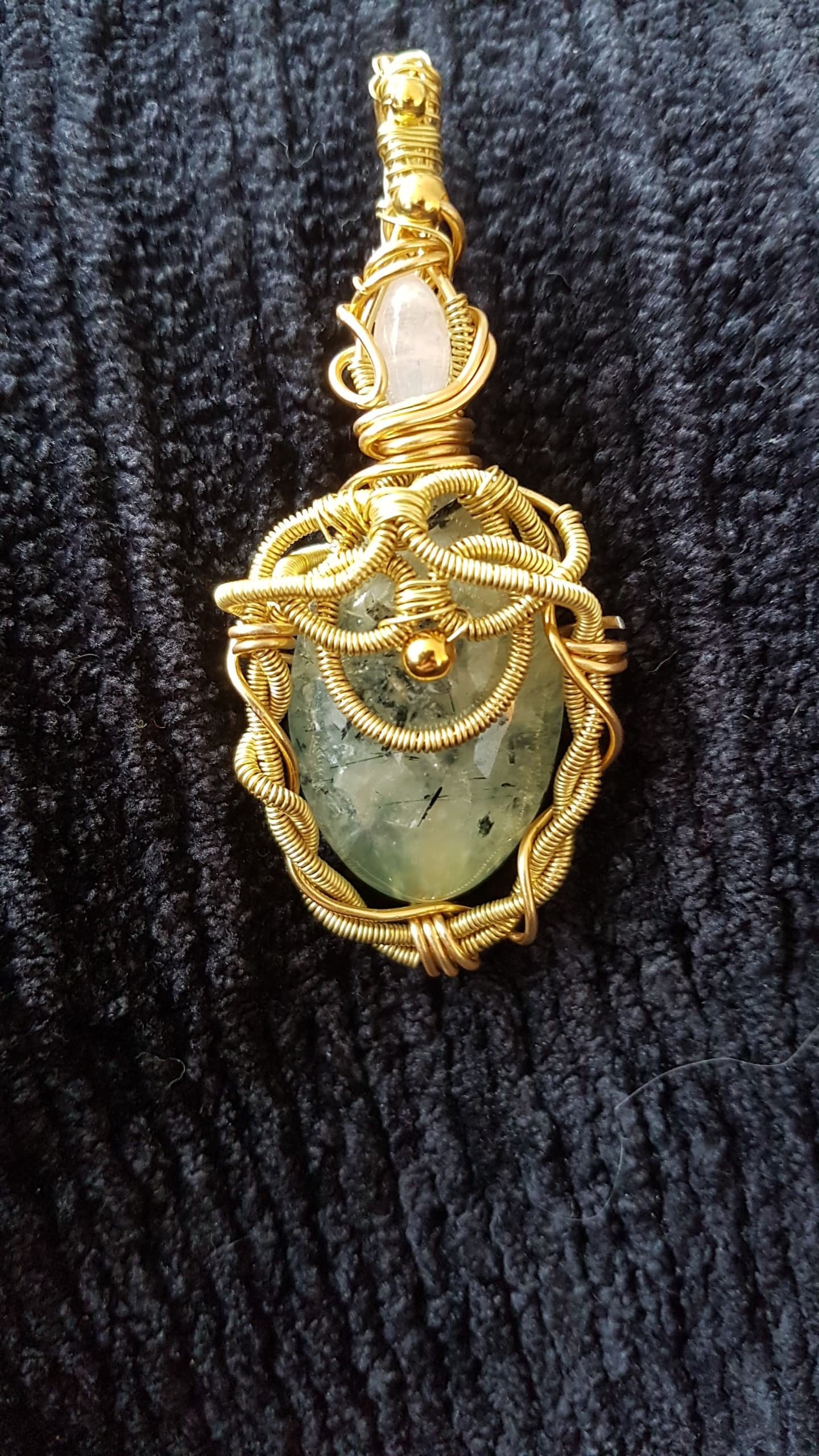 Bijoux pendentif prehnite et pierre de lune femme Wirewrap Bijoux pendentif prehnite et pierre de lune lune lune femme Wirewrap 691bf9