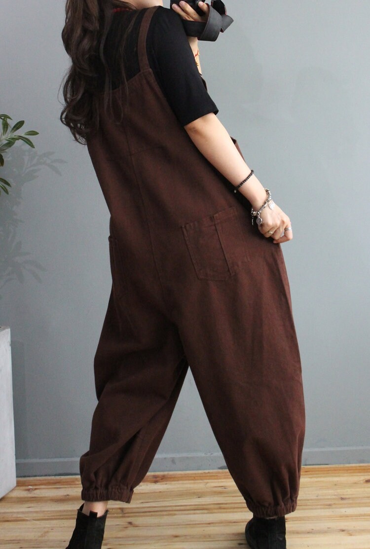 Womens Autumn Loose Fitting Cotton Dungarees Overalls With Etsy