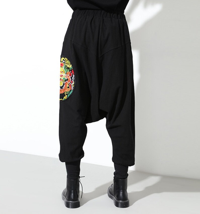 Womens Loose Fitting Folk Style Cotton Harem Pants With Pockets Womans Casual Pants Loose Pants Baggy Pants Harem Pants For Women