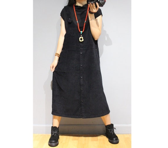long corduroy overall dress