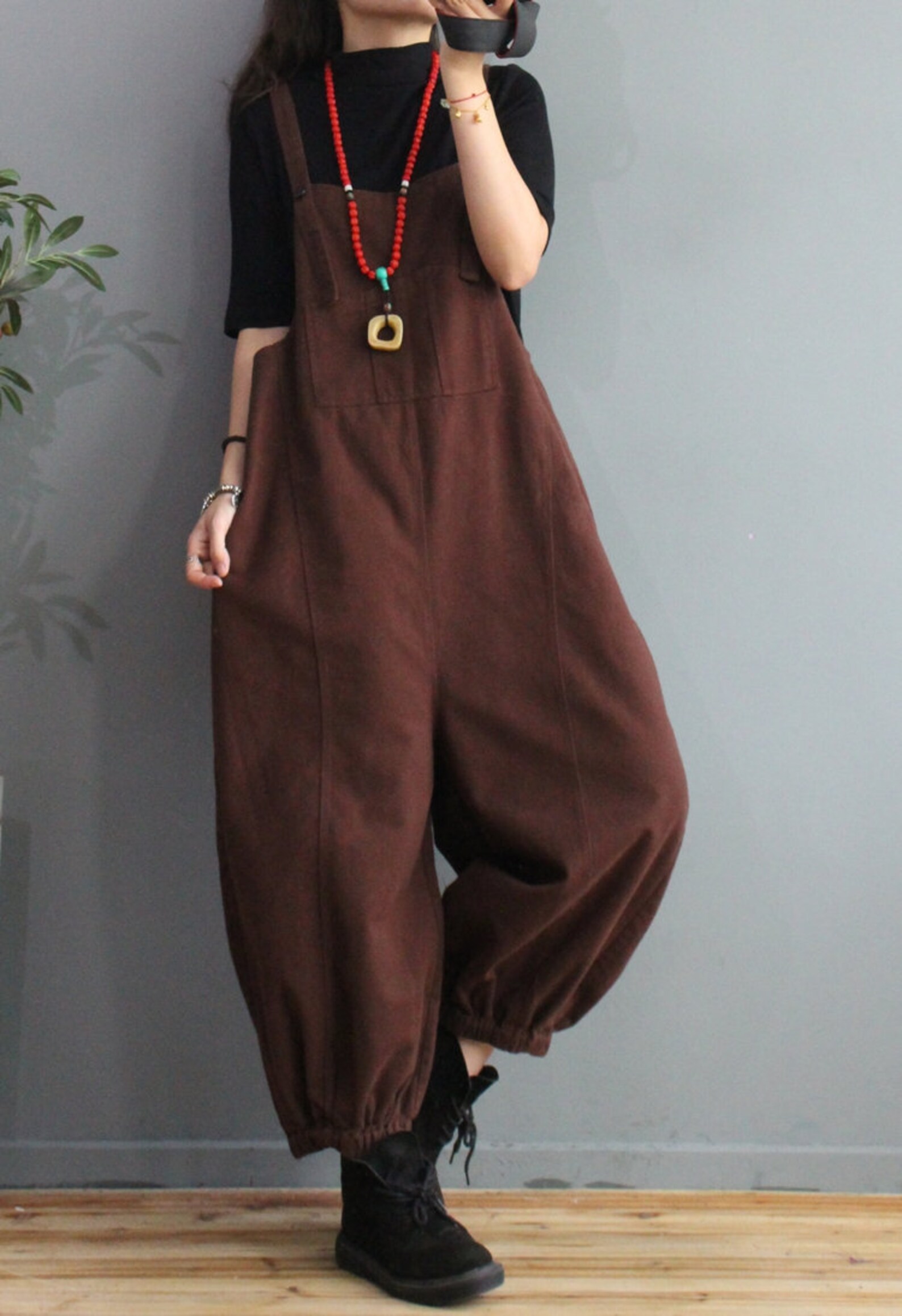 Womens Autumn Loose Fitting Cotton Dungarees Overalls With - Etsy