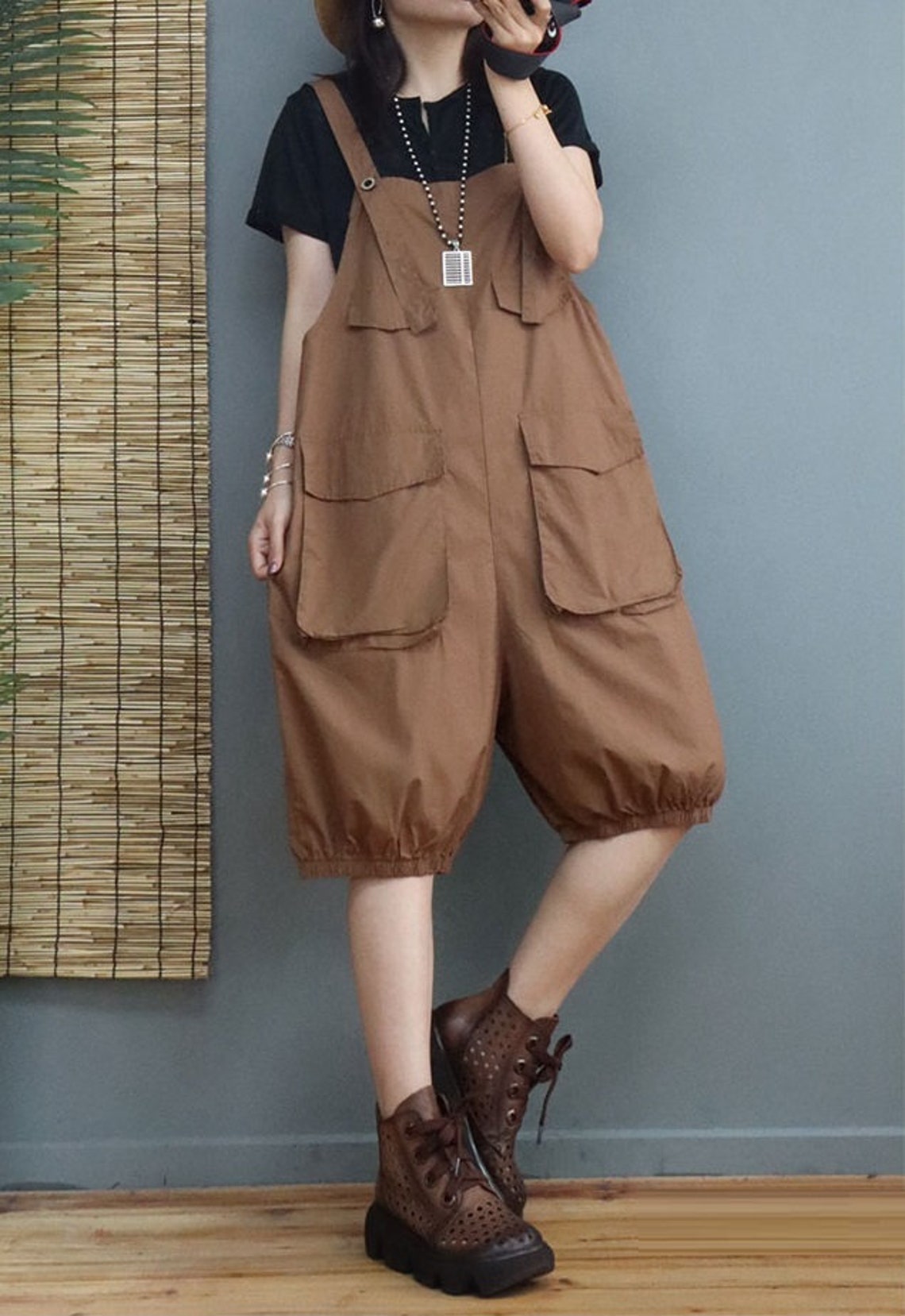 Womens Summer Fashion Loose Fitting Cotton Overalls With Etsy UK
