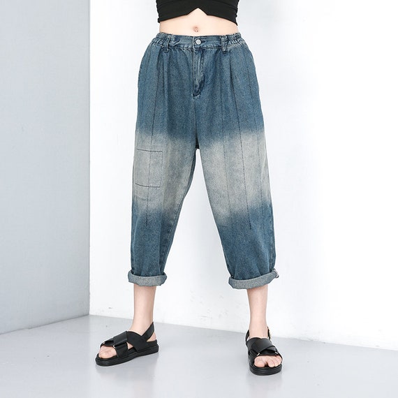 loose fit distressed jeans