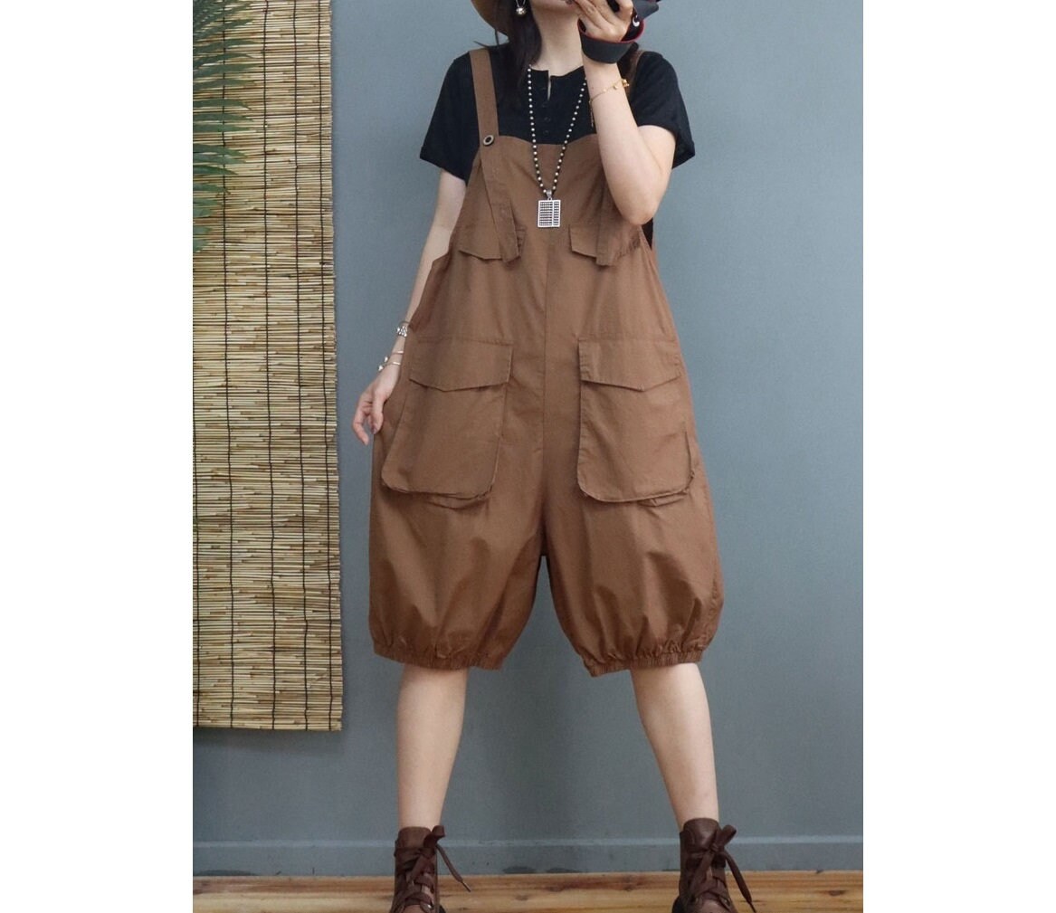 Womens Summer Fashion Loose Fitting Cotton Overalls With Etsy UK