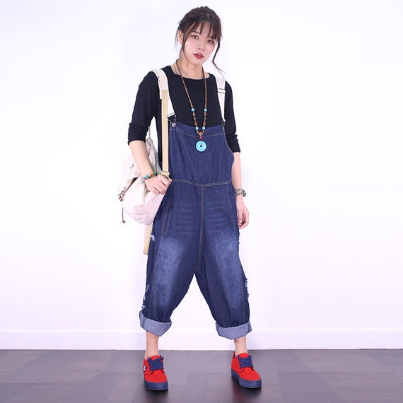 loose overalls casual ripped jeans