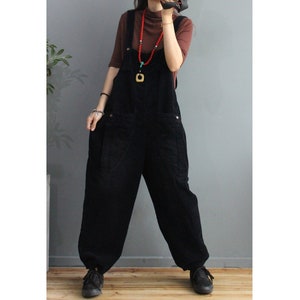 Womens Autumn Loose Fitting Minimalist Corduroy Overalls With Big Pockets / Womans Casual Overalls / Loose Overalls / Overalls For Women