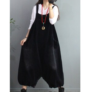 Womens Autumn Winter Loose Fitting Minimalist Corduroy Overalls With Pockets / Womans Casual Overalls / Autumn Overalls / Winter Overalls