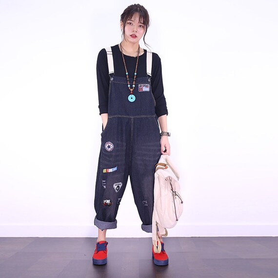loose overalls casual ripped jeans