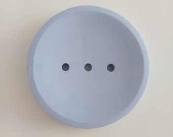 Round blue concrete soap holder