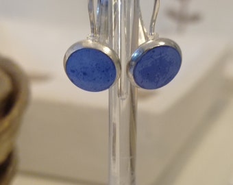 Earrings silver, blue concrete