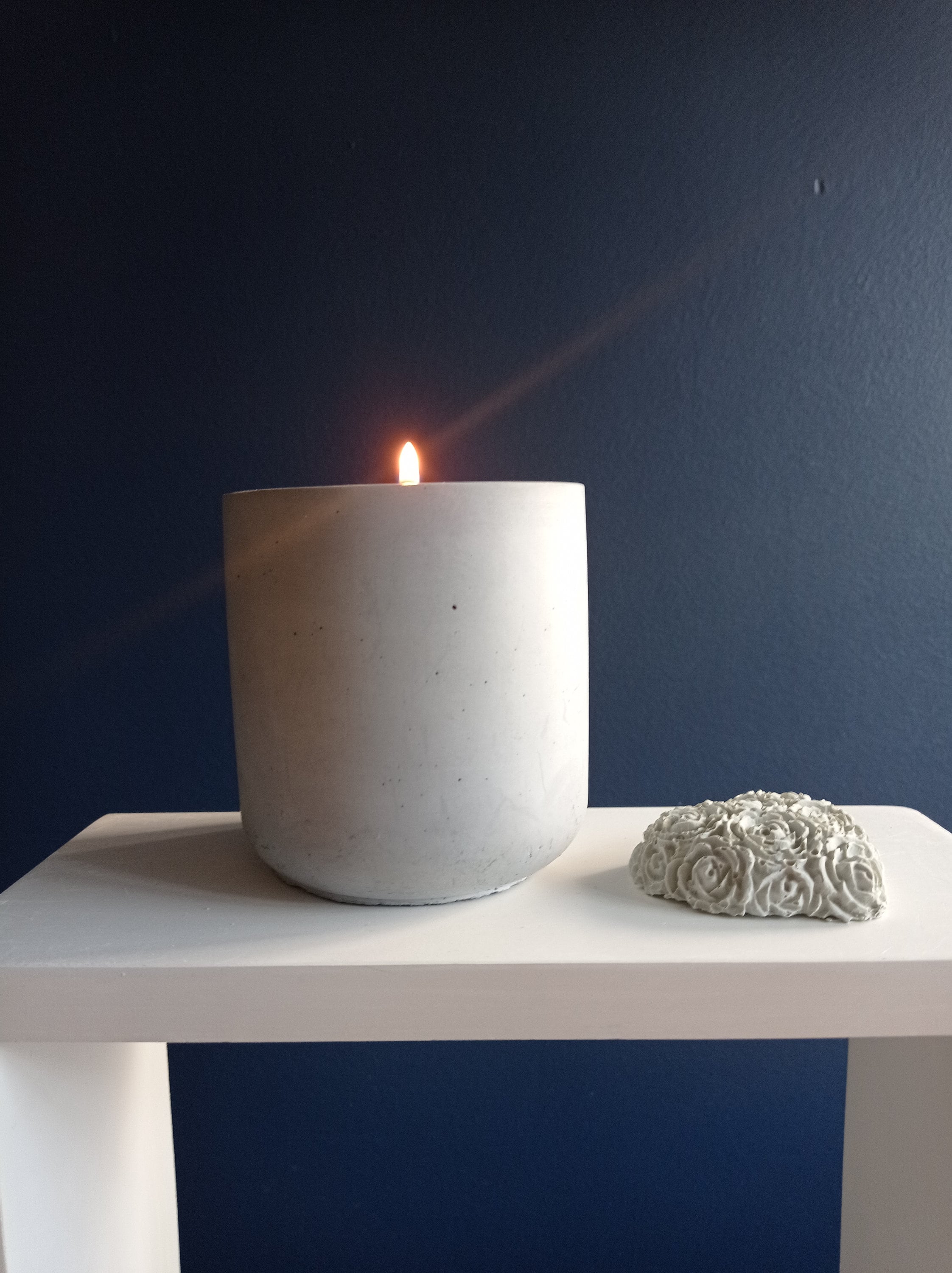 Photophore en Béton Gris Bleuté