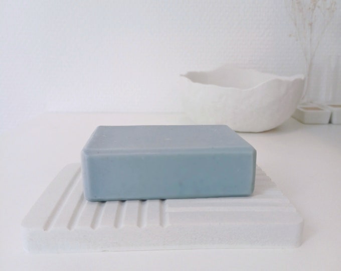 Porte-savon rectangulaire en béton blanc