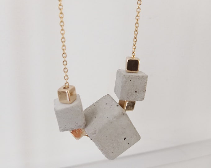 Gray concrete necklace on stainless steel chain