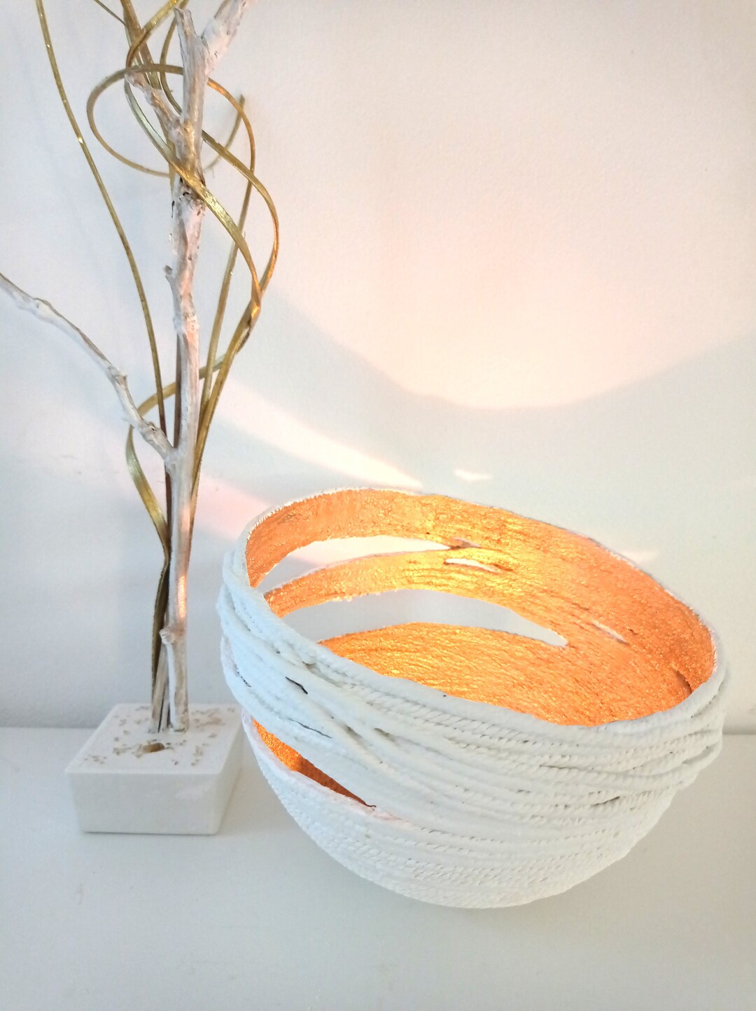 White and Gold Tealight Holder Let the Light Through Series Etsy