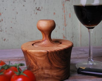 Olive Wood Pestle & Mortar, for garlic