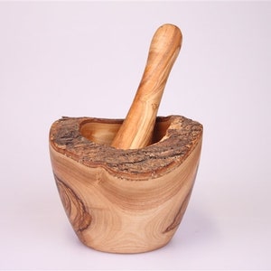 Olive Wood Pestle & Mortar image 1