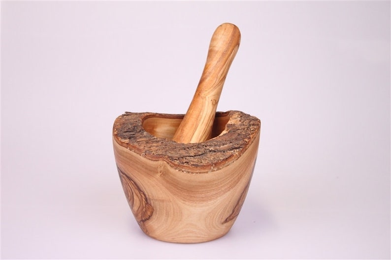 Olive Wood Pestle & Mortar image 1