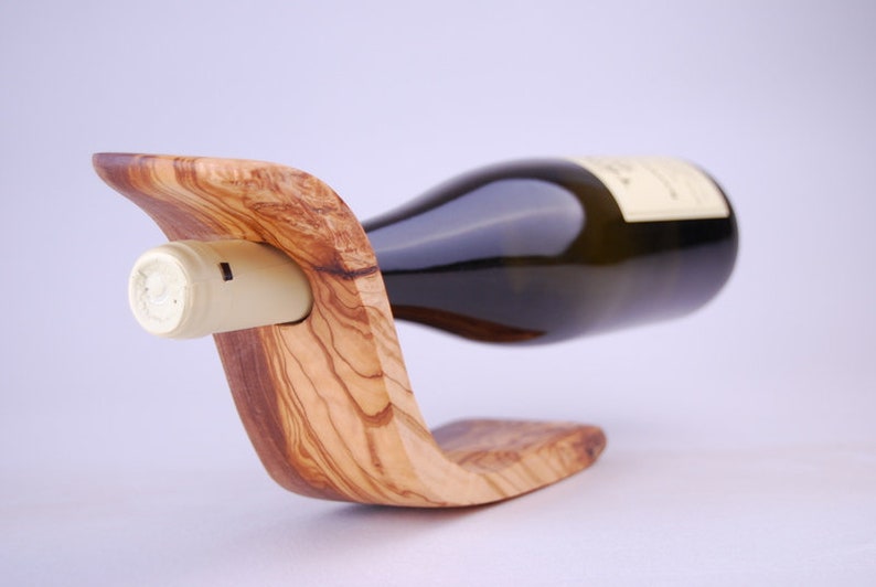 Olive Wood Wine Bottle Holder Etsy