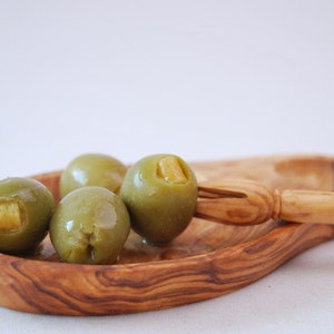 olive wood bowl with olive picker ** WOOD UNIQUE**