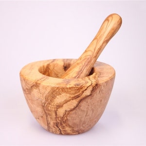 Olive Wood Pestle & Mortar image 1