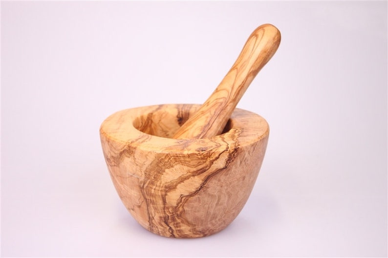 Olive Wood Pestle & Mortar image 1