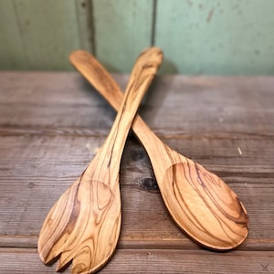 Salad server in olive wood