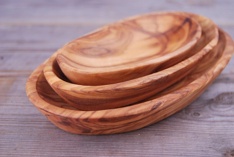 Olive Wood Dishes Stack of 3 WOOD UNIQUE Etsy