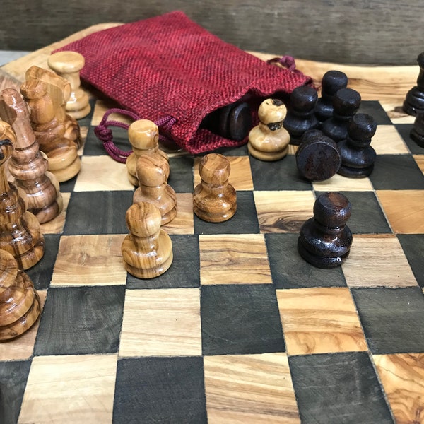 Figures for chess made from olive wood