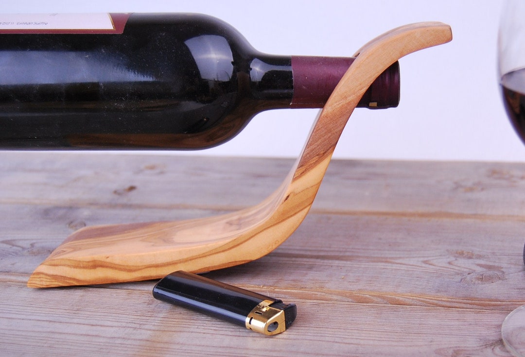 Olive Wood Wine Bottle Holder Etsy