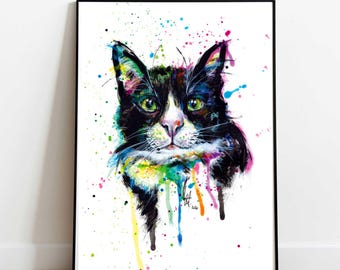 Handgemaltes ORIGINAL und UNIKAT KATER A4, modernes expressives Acrylgemälde