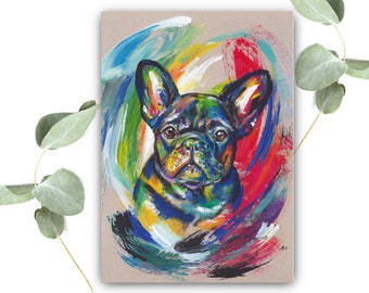 FRENCH BULLDOG print from hand painted acrylic painting, French Bulldog poster,  Bully christmas gift