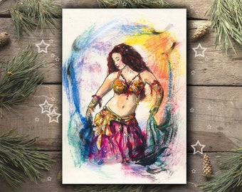 BELLY DANCING Art Print, Tribal Oriental Dance Drawing Poster, Belly Dance wall decoration, belly dance gift christmas