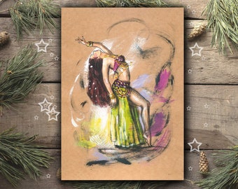 TRIBAL DANCE Art Print, Belly Dance Drawing Belly Dance Picture Poster, oriental. Dance wall decoration wall picture gift dancer company