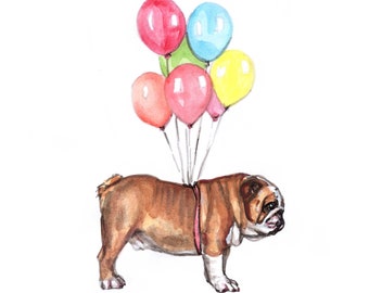English Bulldog DIGITAL DOWNLOAD Bully Print Art Poster from watercolor Acrylic painting drawing dog picture funny gift summer self print
