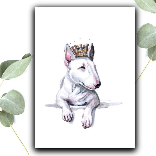 BULLTERRIER impression d'art du tableau acrylique peint à la main | Bull Terrier poster dessin cadeau souvenir image pour chambre d'enfant