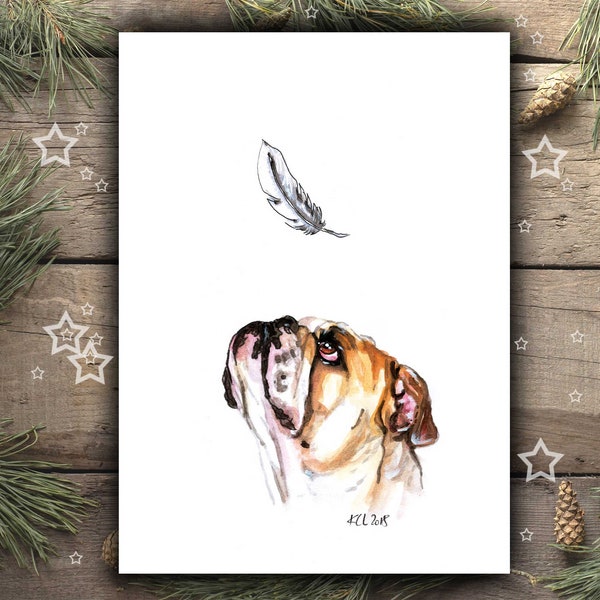 BOULEDOGUE Anglais impression d'art, bulldog print de mon original peint à la main, bully cadeau de noel