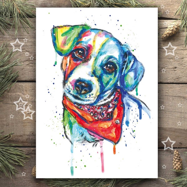 Jack Russell Terrier IMPRESSION D'ART,  chien poster, cadeau de noel