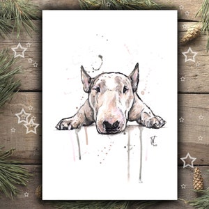 BULL TERRIER art print from hand painted acrylic painting | Bull Terrier poster drawing christmas gift, bully memorial