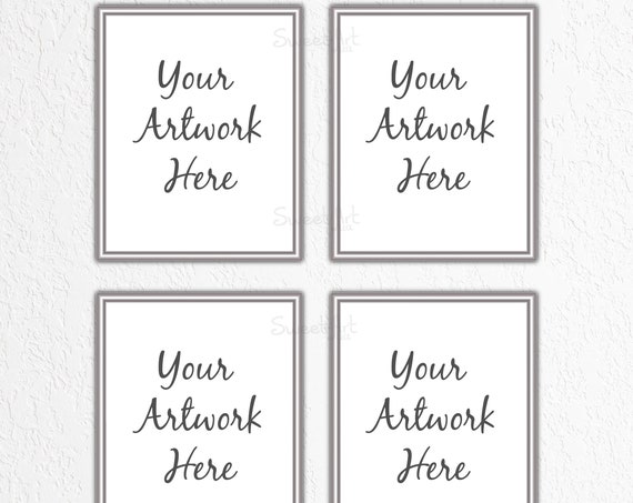 Set Of 4 Silver Frame Mockup Digital Silver Portrait Set Of 4 Silver Frame Mockup Digital Silver Portrait