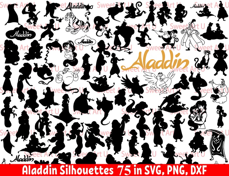 Download Clip Art Aladdin 75 Svg Bundle Magic Carpet Svg Aladdin Silhouette Genie Svg Jafar Svg Magic Lamp Svg Eps Dxf Png Aladdin Vector Jasmine Svg Art Collectibles