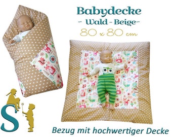 Babydecke ~Wald - Beige ~ 80x80cm