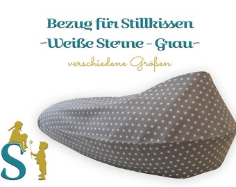 Stillkissenbezug ~ Weiße Sterne - Grau ~