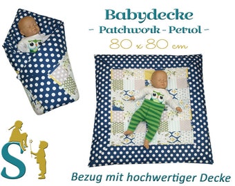 Babydecke ~Patchwork - Petrol~ 80x80cm