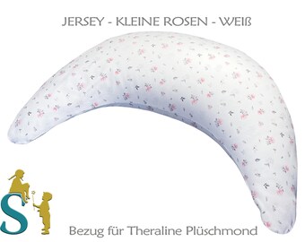 Bezug für Plüschmond ~Jersey-Kleine Rosen-Weiß~