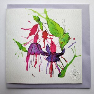 Handgemalt, limitierte Auflage, florales Aquarell, Geschenk, Geburtstag, Jubiläum, Feier, Blankokarte 'Wir sind Familie....'