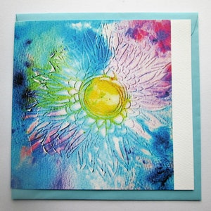 Peint à la main, édition limitée, aquarelle florale, cadeau, anniversaire, anniversaire, célébration, carte vierge - « chrysanthème arc-en-ciel »