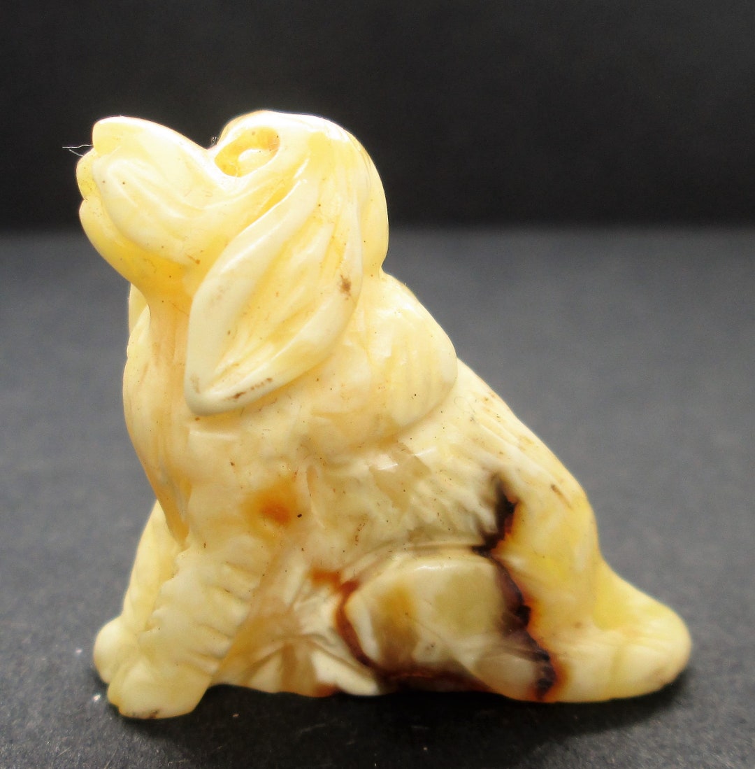 100% Natural Rare White Baltic Amber Hand Crafted Dog (spaniel) - Etsy UK