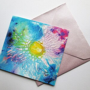 Peint à la main, édition limitée, aquarelle florale, cadeau, anniversaire, anniversaire, célébration, carte vierge - 'Rainbow Chrysanthemum'