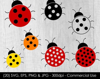 Ladybug SVG Bundle - Ladybug Vector Clip Art - Red Ladybug Cut Files svg, eps, png, jpg - 300dpi - Commercial Use - Digital Download